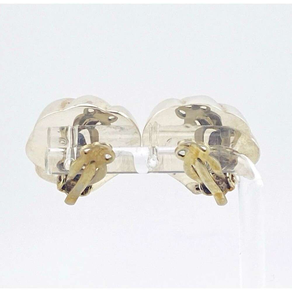 Sterling Silver Puffy Wings Clip-On Geometric Statement Earrings ca 1990s - Picture 7 of 9